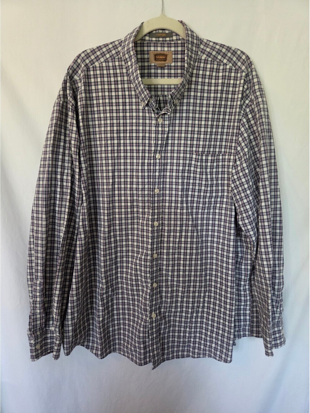 The Foundry Men's Easy Care 3XL Plaid Button-Up Shirt